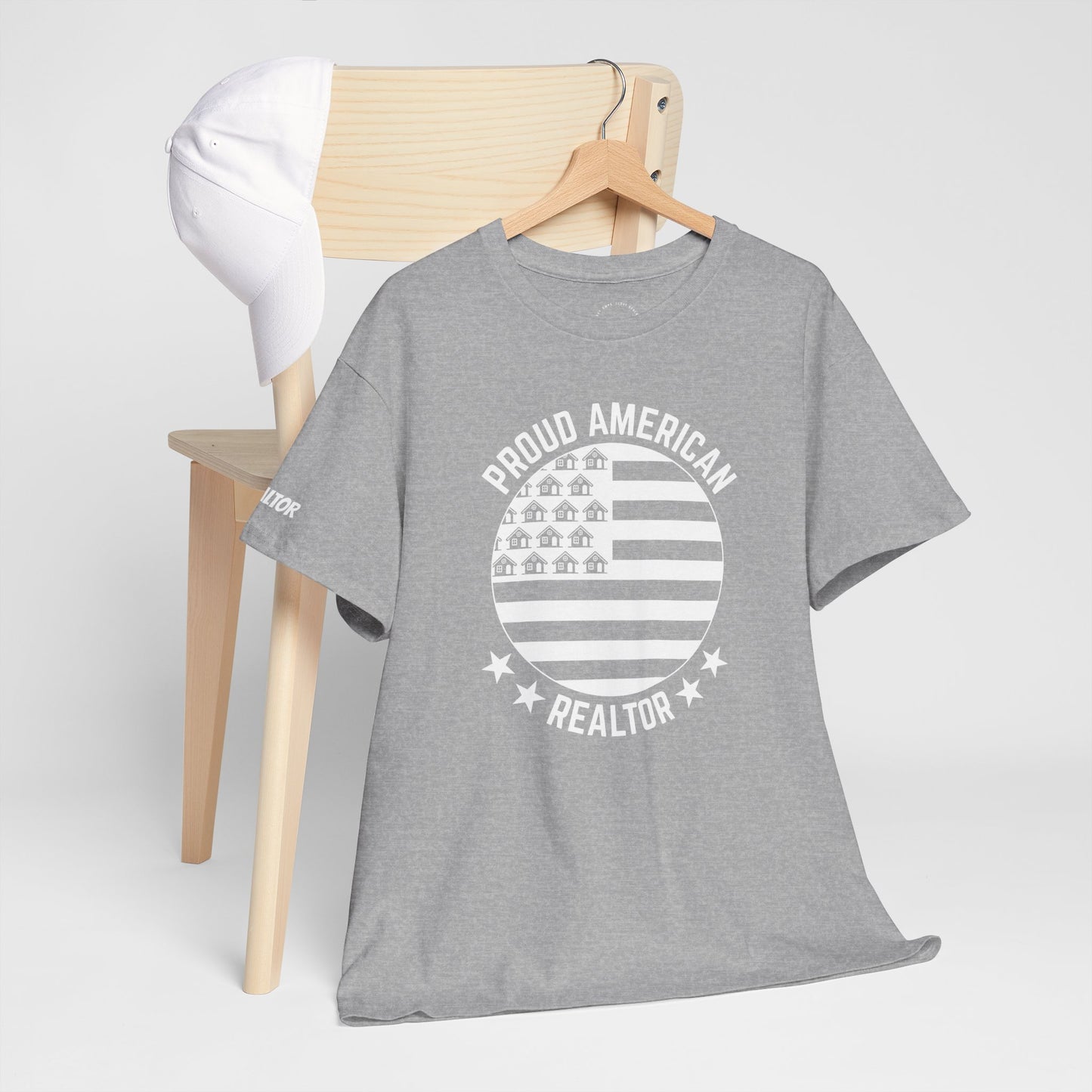 Proud American Realtor Tee – Stars, Stripes & Sold Signs