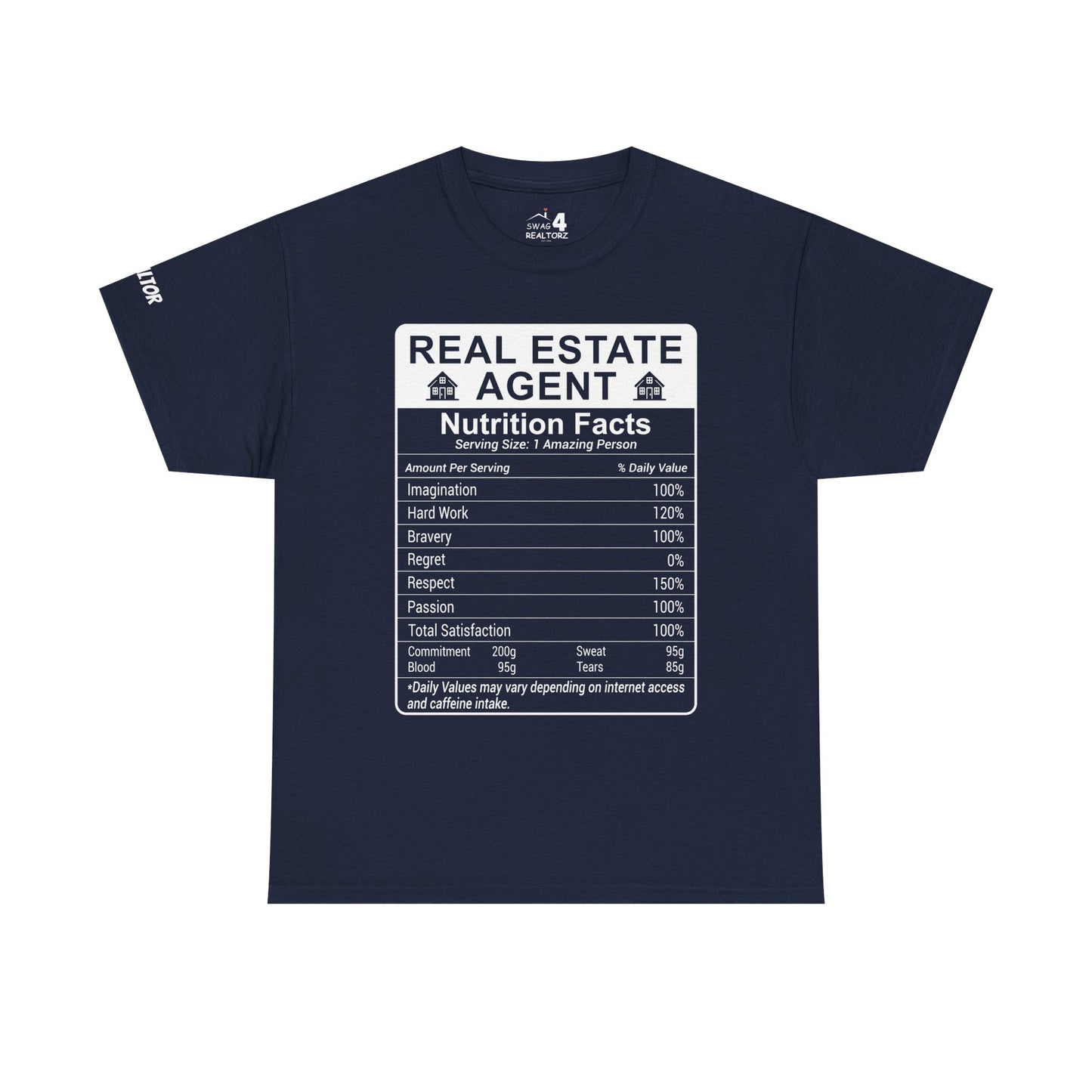 Realtor Funny Nutrition Facts - Heavy Cotton T-Shirt Perfect for Everyday Wear