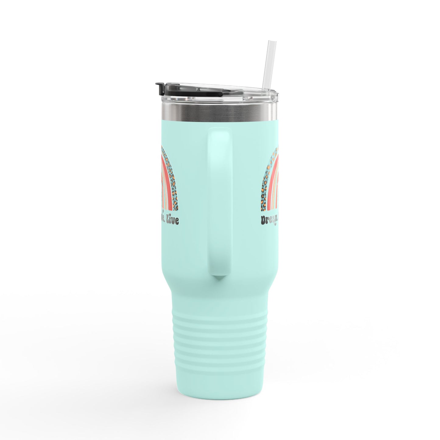 Dream. Move. Live. Tumbler – 40 oz Stainless Steel Mug with Rainbow Realtor Design