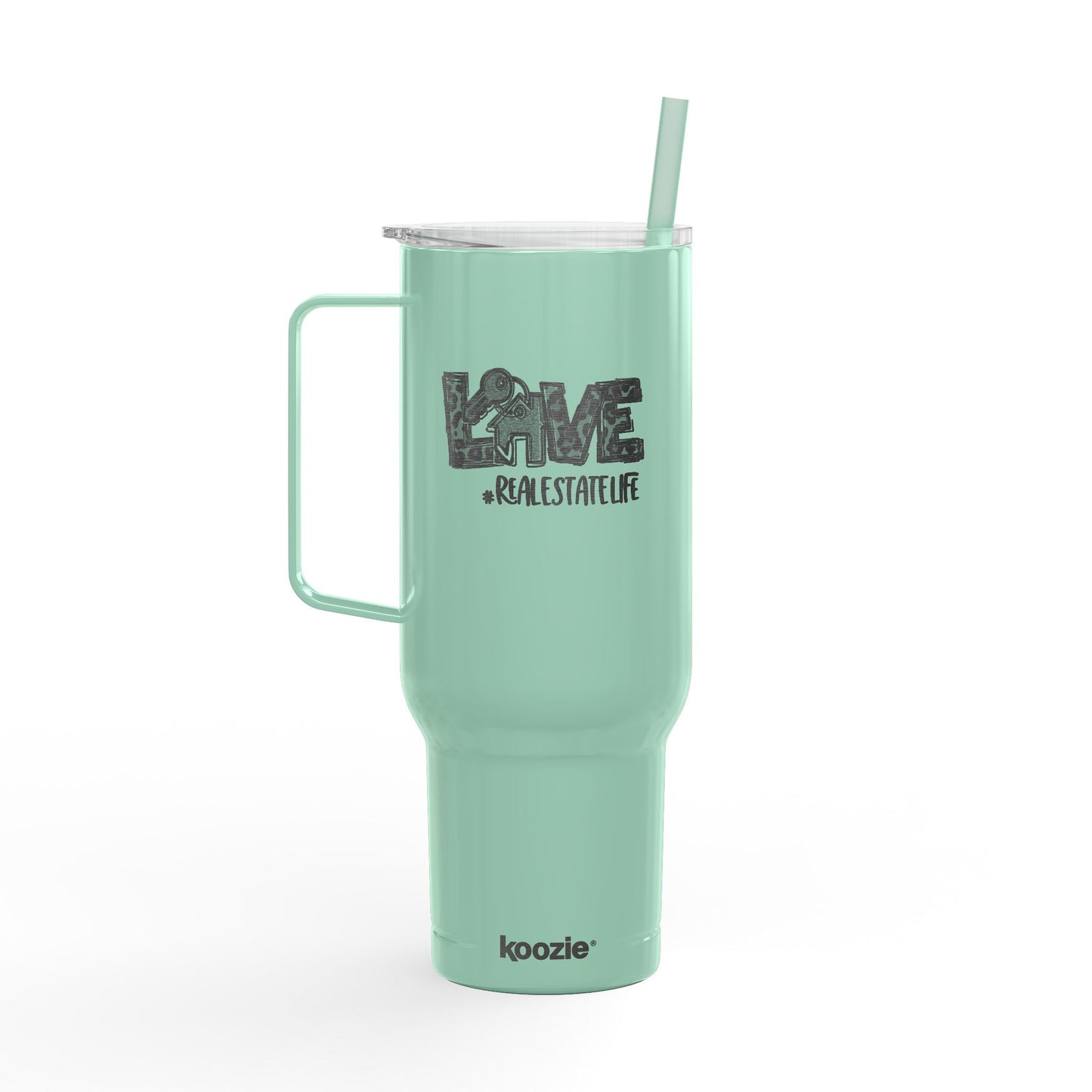 LOVE #RealEstateLife Tumbler – 40 oz White Stainless Steel Mug for Real Estate Agents