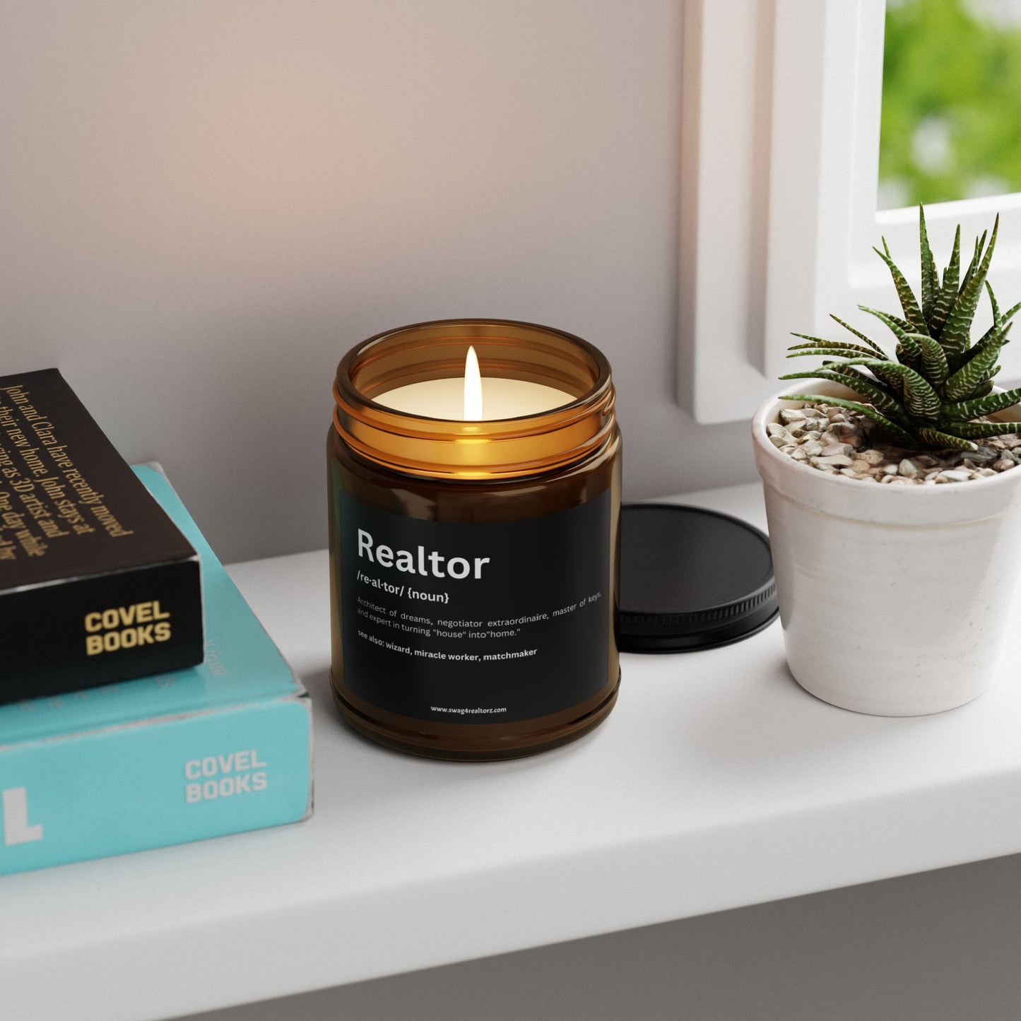 Realtor Funny Definition Scented Soy Candle (Multi-Size, Amber Jar)