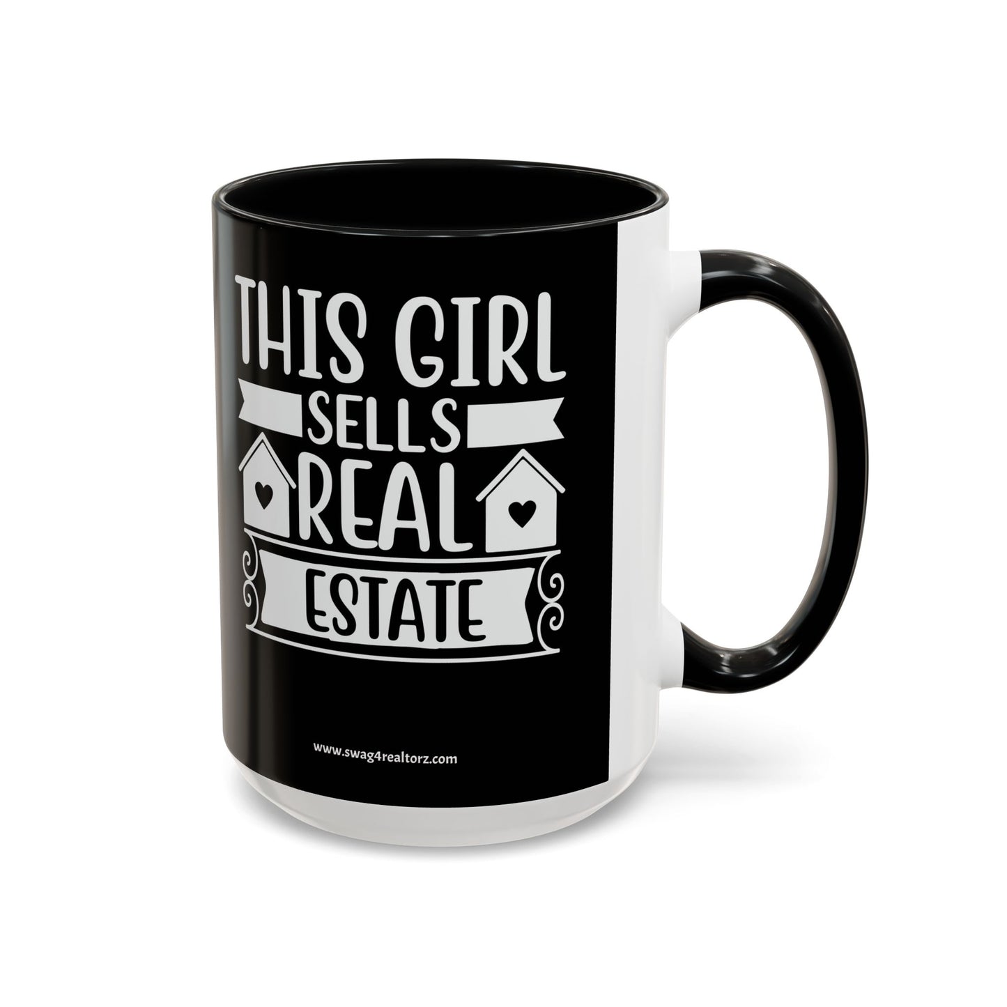 This Girl Sells Real Estate Realtor Accent Coffee Mug (11, 15oz)