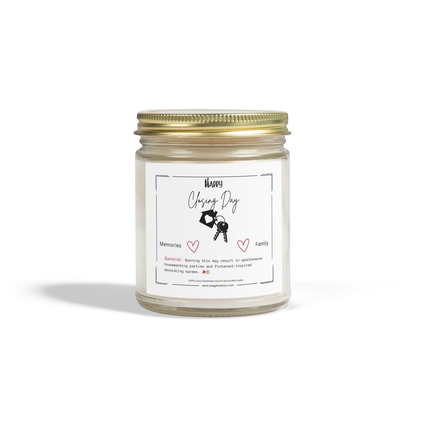 Happy Closing Day Scented Candle - Coconut Apricot Wax (4oz, 9oz)
