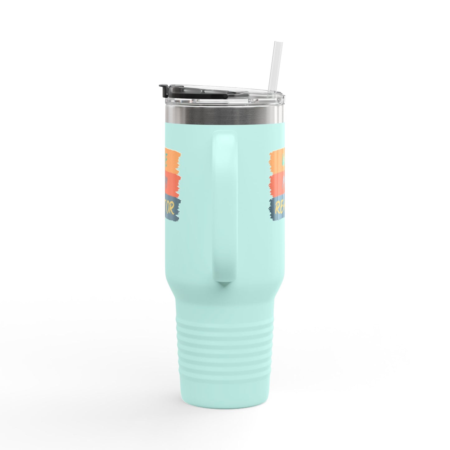 Wife. Mom. Realtor. Tumbler – 40 oz Stainless Steel Mug with Colorful Stripe Design