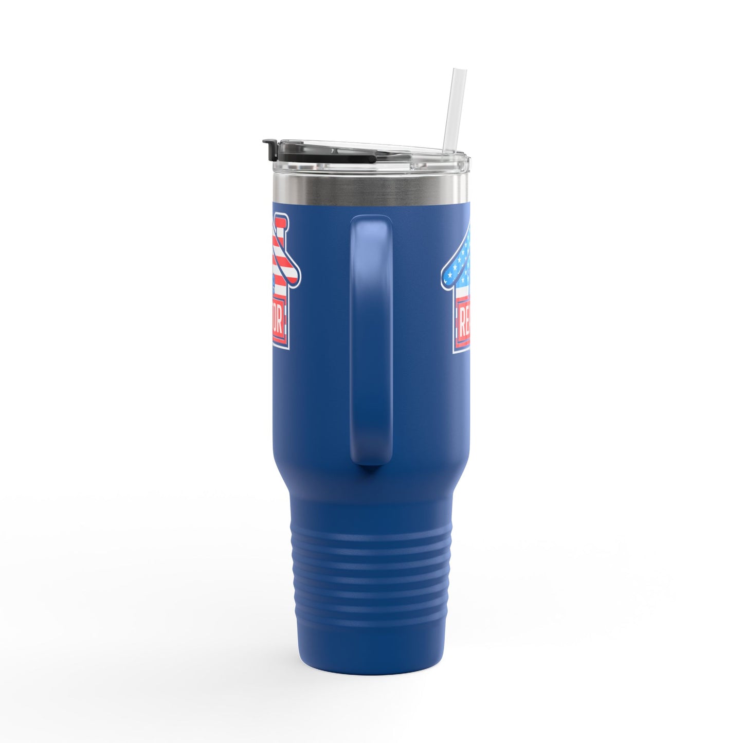 The REALTOR Tumbler – 40 oz Stainless Steel Mug with American Flag Roof Design