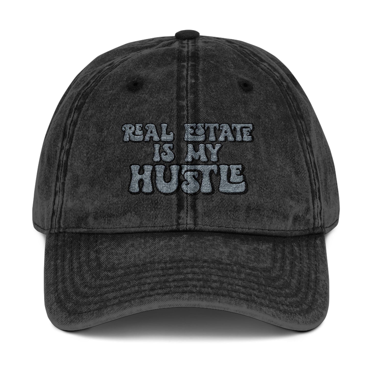 Real Estate Is My Hustle Hat – Embroidered Distressed Cap for Realtors
