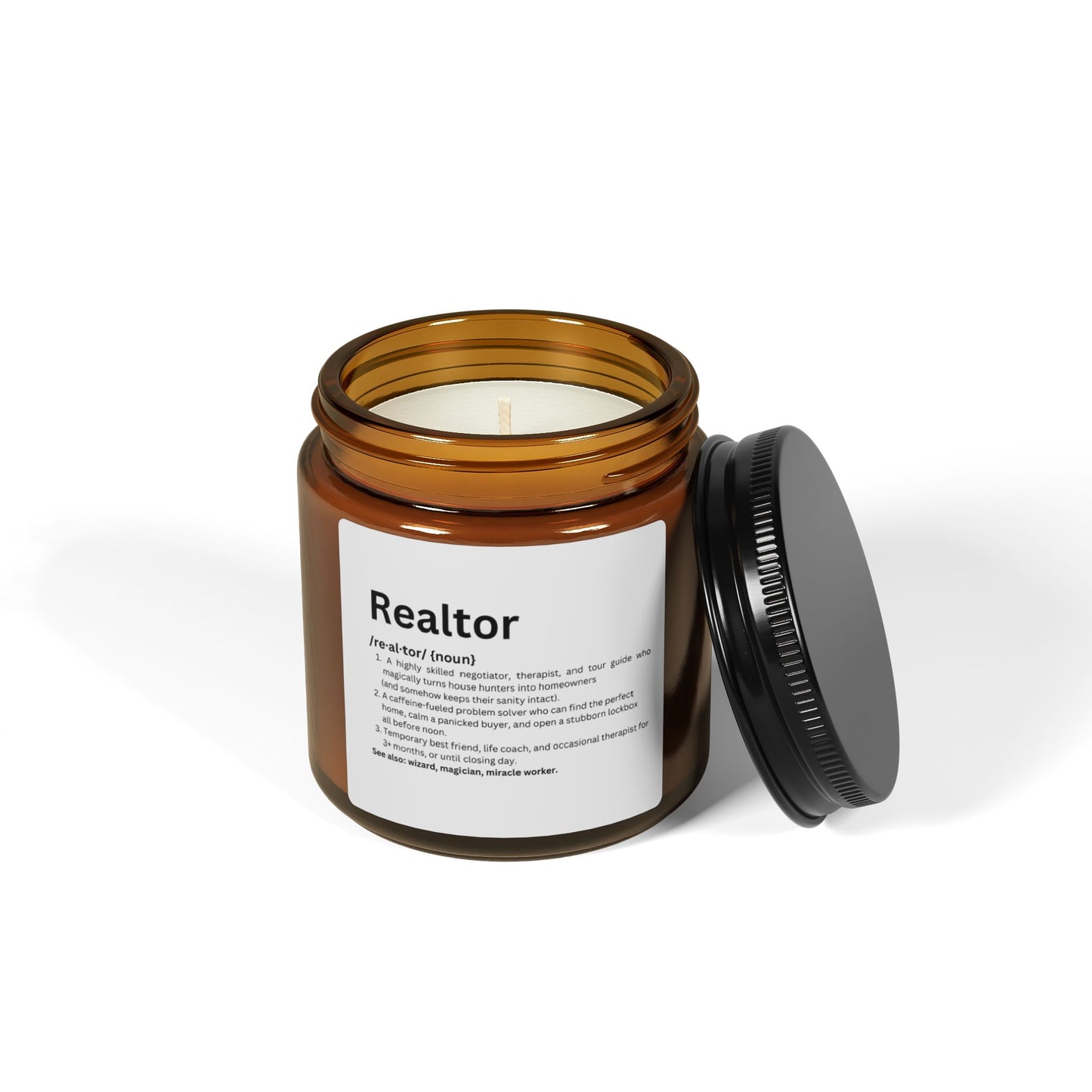 Realtor Definition Candle – Funny Real Estate Gift for Agents & Brokers | Amber Jar Soy Candle