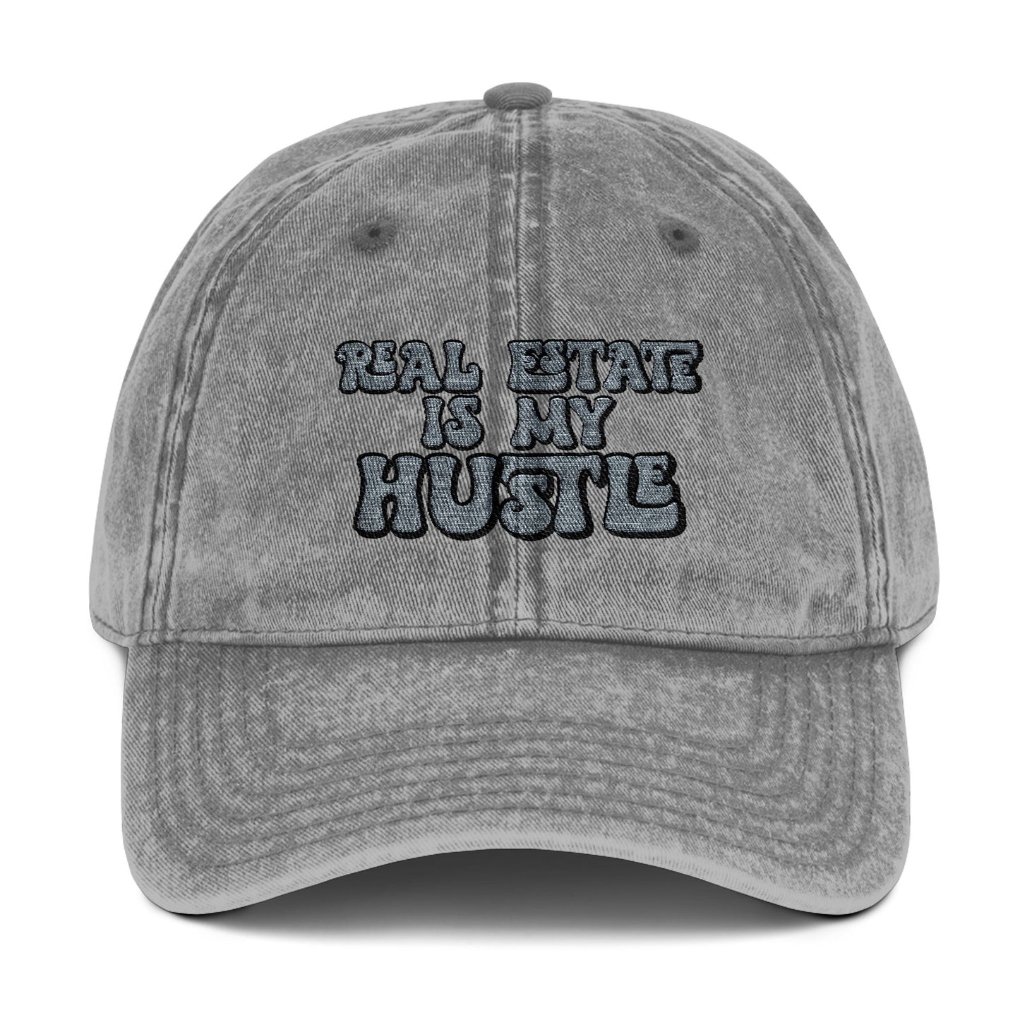 Real Estate Is My Hustle Hat – Embroidered Distressed Cap for Realtors