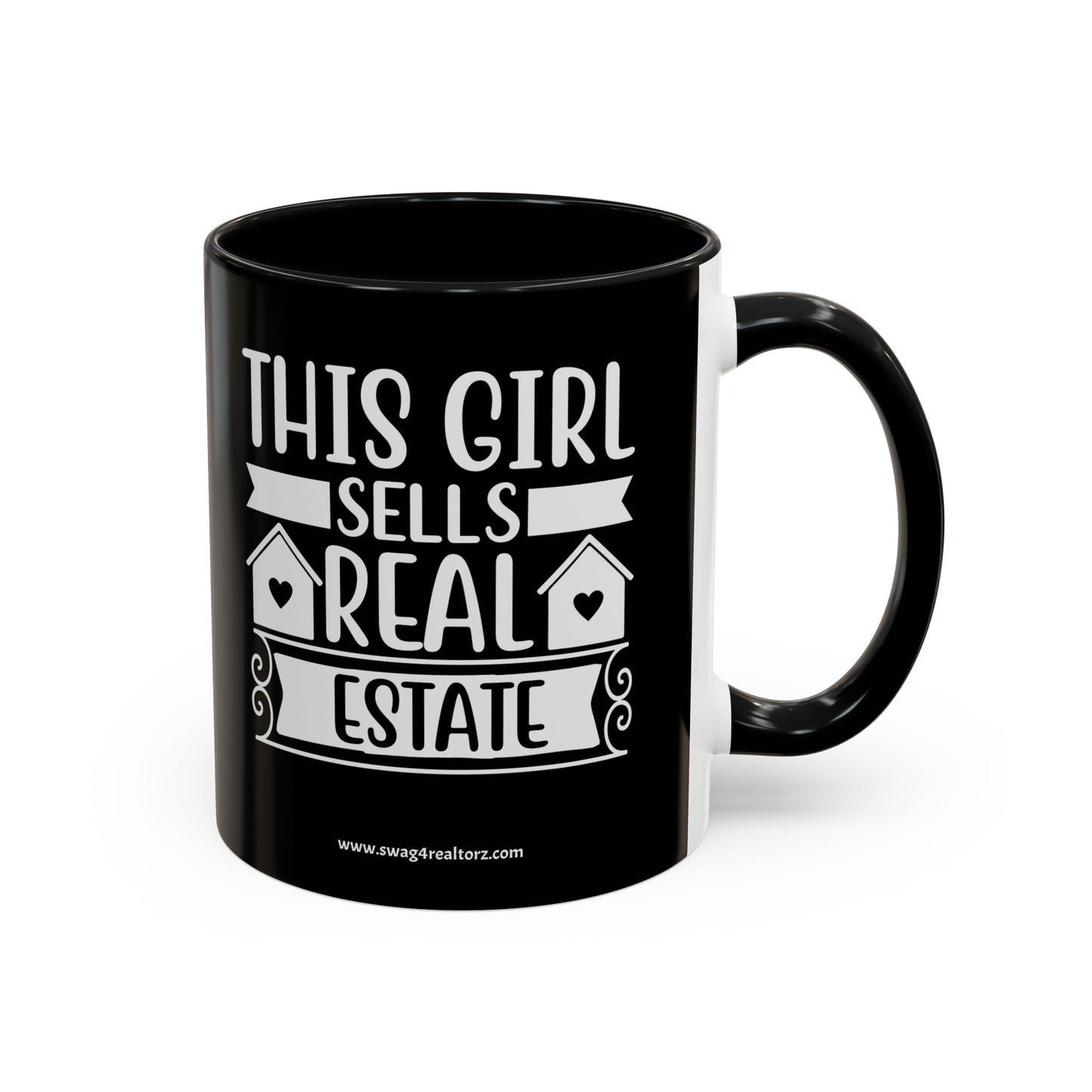 This Girl Sells Real Estate Realtor Accent Coffee Mug (11, 15oz)