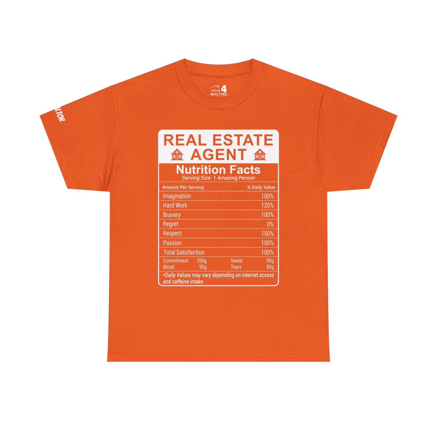 Realtor Funny Nutrition Facts - Heavy Cotton T-Shirt Perfect for Everyday Wear