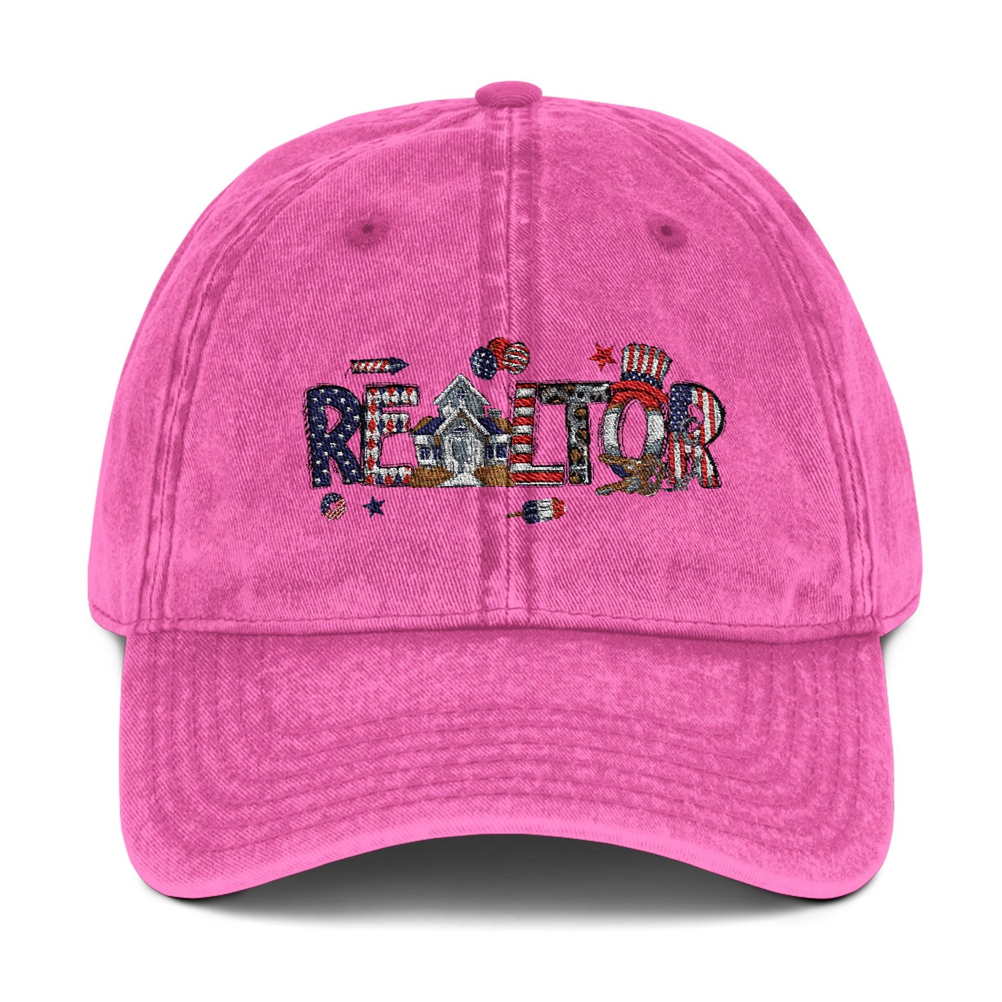 Realtor Hat – Patriotic REALTOR Lettering with American Flag Icons