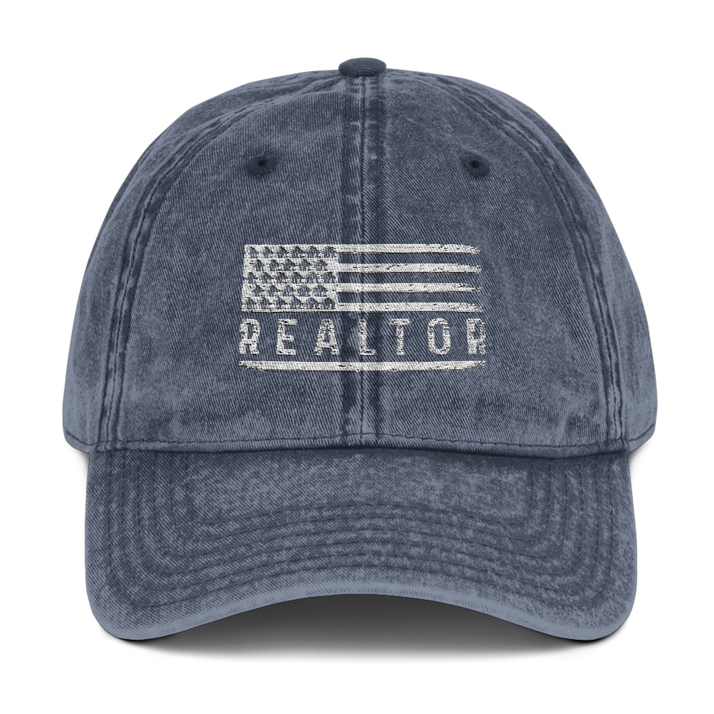 American Flag Realtor Hat – Vintage Distressed Cap for Real Estate Agents