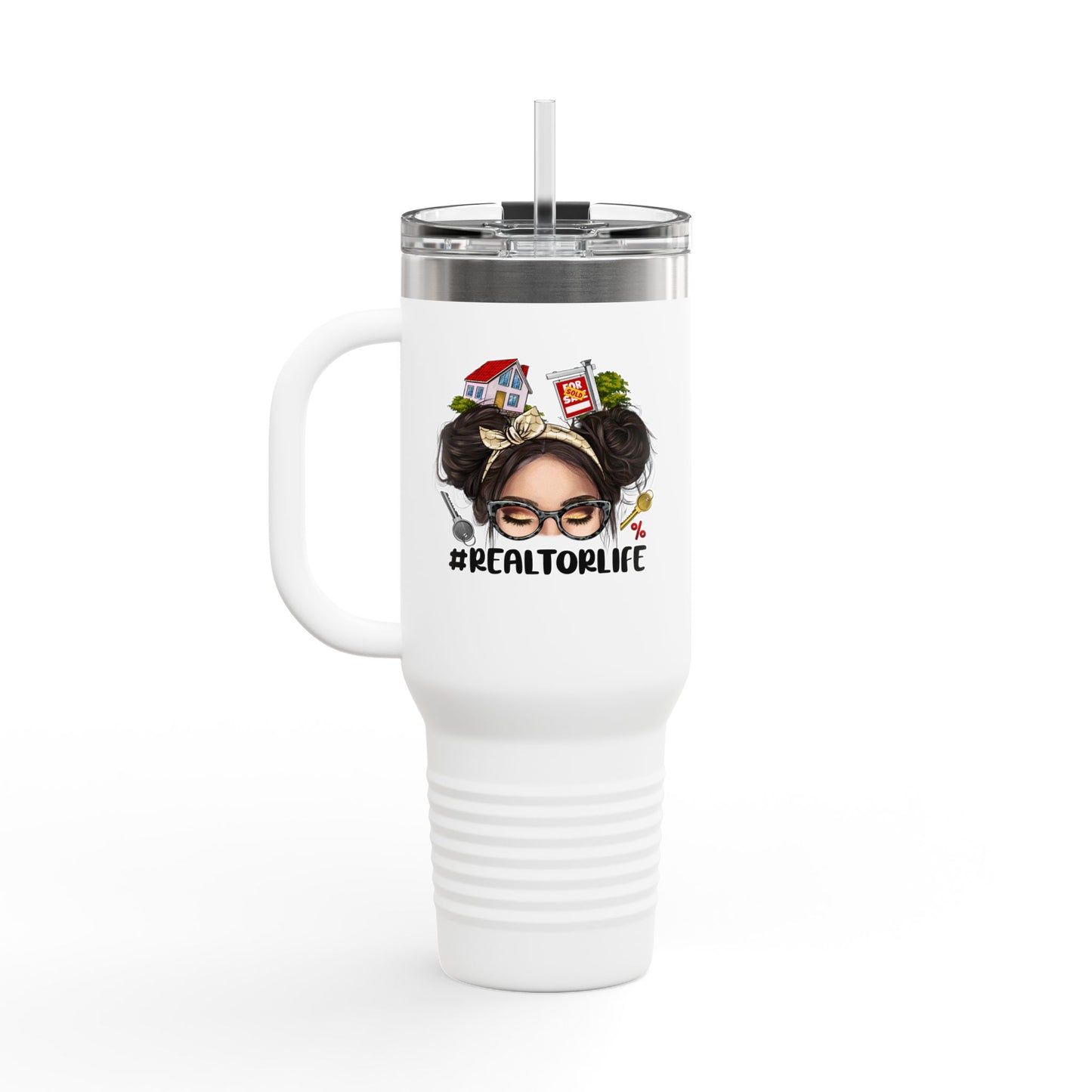 #REALTORLIFE 40oz Tumbler β The Messy Hair Hustle Cup πββοΈβπ‘