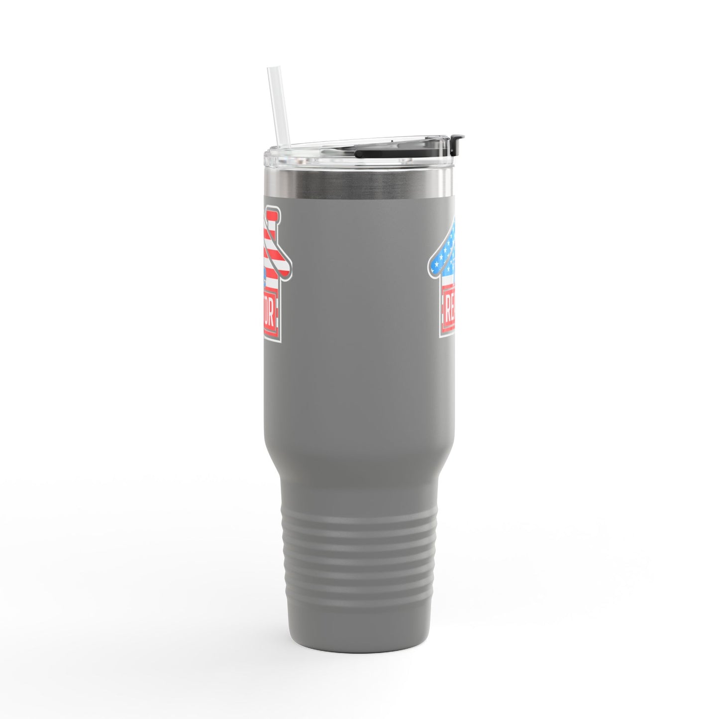 The REALTOR Tumbler – 40 oz Stainless Steel Mug with American Flag Roof Design