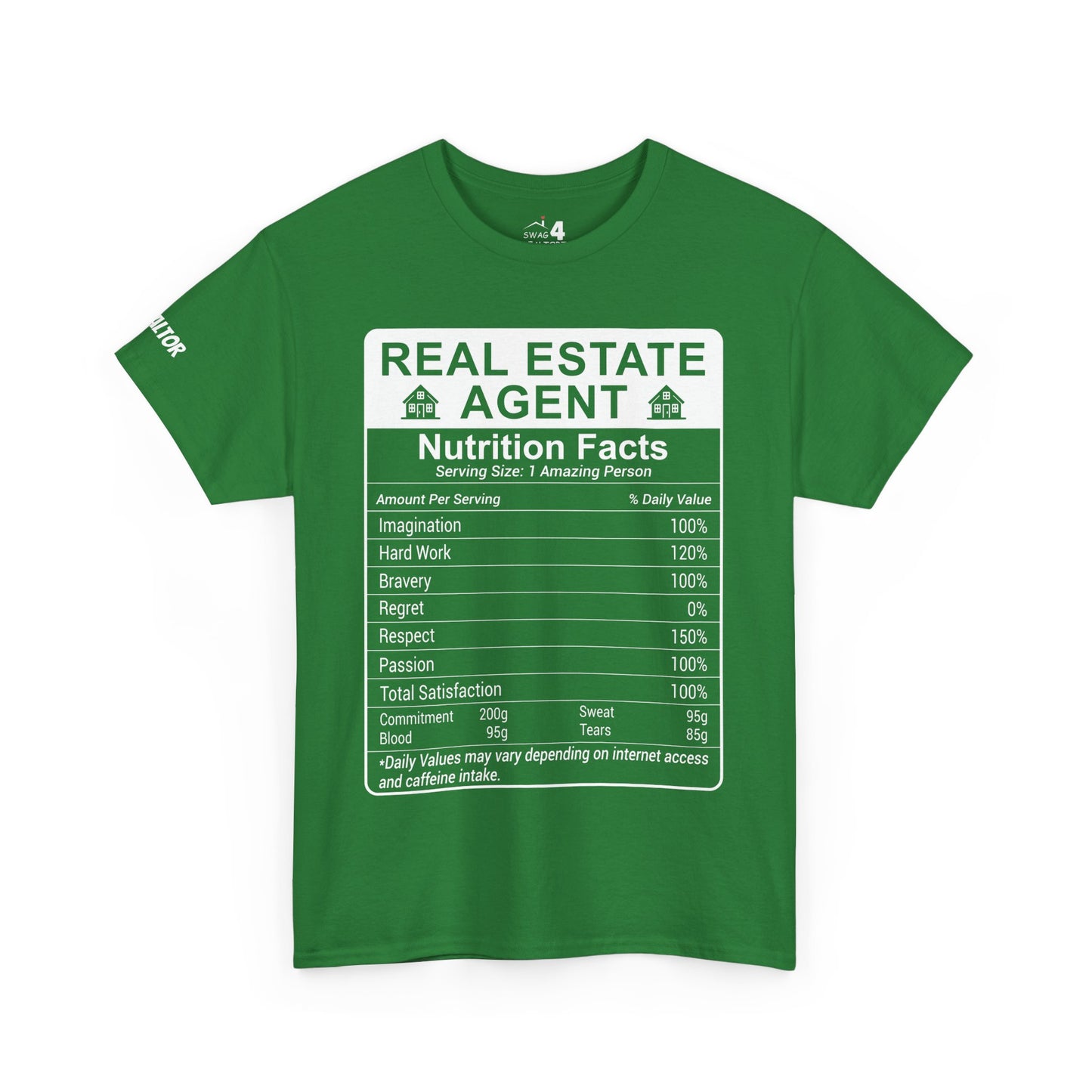Realtor Funny Nutrition Facts - Heavy Cotton T-Shirt Perfect for Everyday Wear