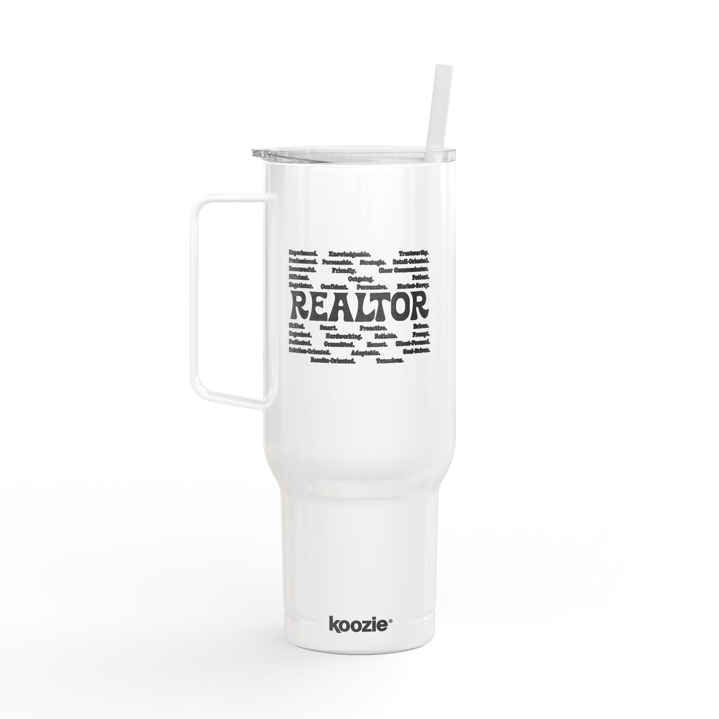REALTOR Word Cloud Tumbler – 40 oz Stainless Steel Mug for Real Estate Agents