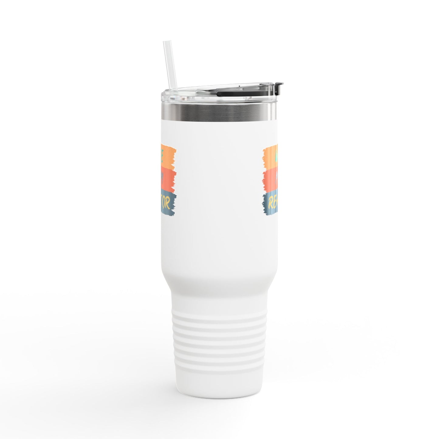 Wife. Mom. Realtor. Tumbler – 40 oz Stainless Steel Mug with Colorful Stripe Design