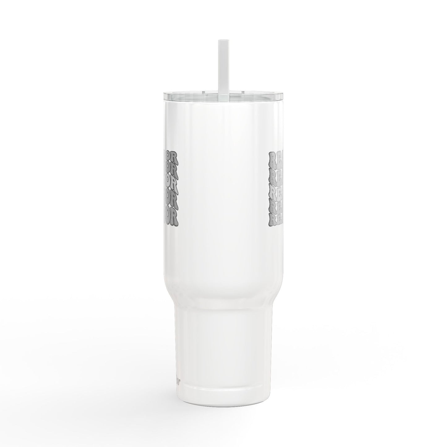 Stacked REALTOR Tumbler – 40 oz White Stainless Steel Mug with Straw & Handle