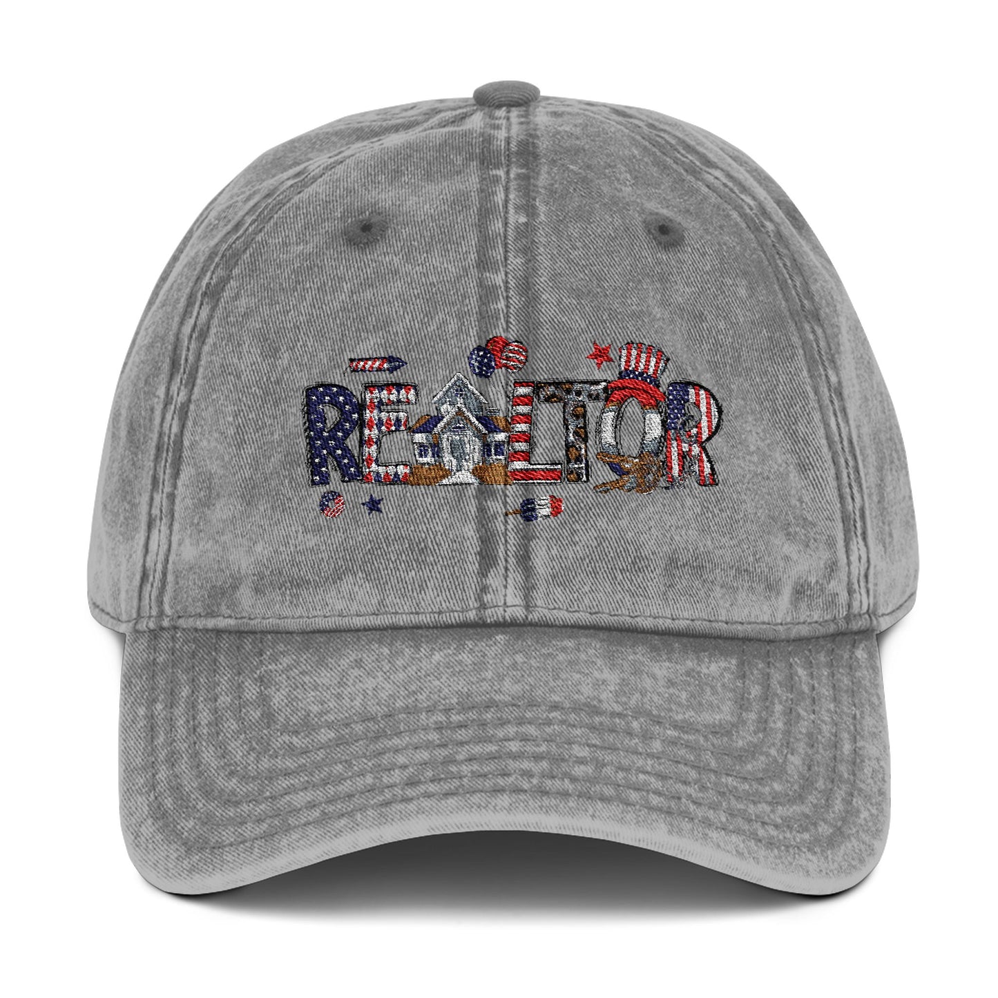 Realtor Hat – Patriotic REALTOR Lettering with American Flag Icons