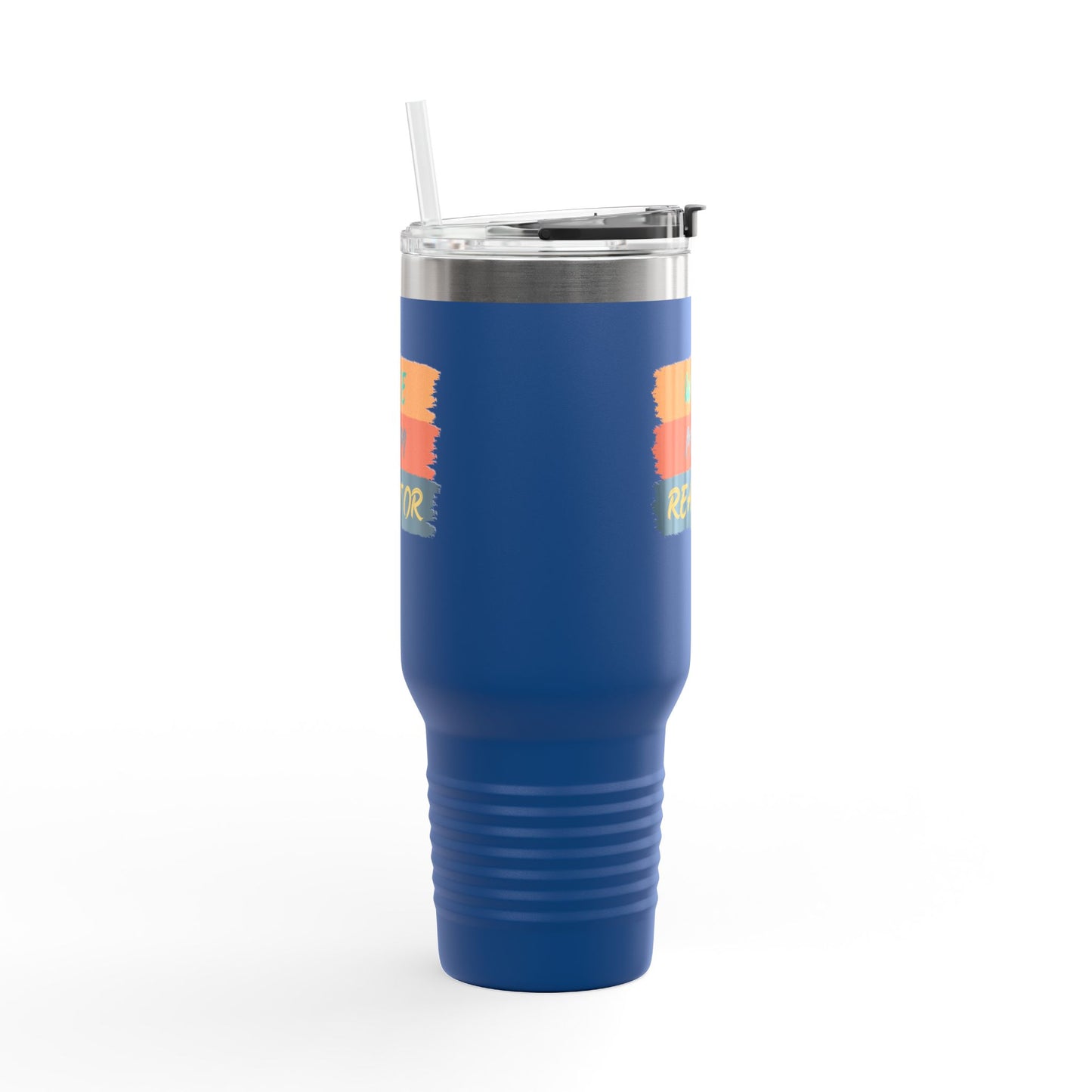 Wife. Mom. Realtor. Tumbler – 40 oz Stainless Steel Mug with Colorful Stripe Design