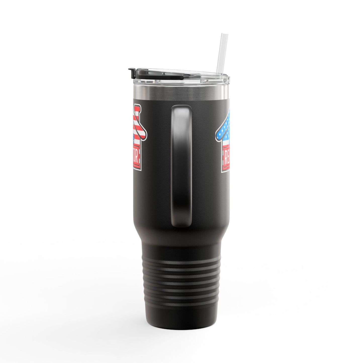 The REALTOR Tumbler – 40 oz Stainless Steel Mug with American Flag Roof Design