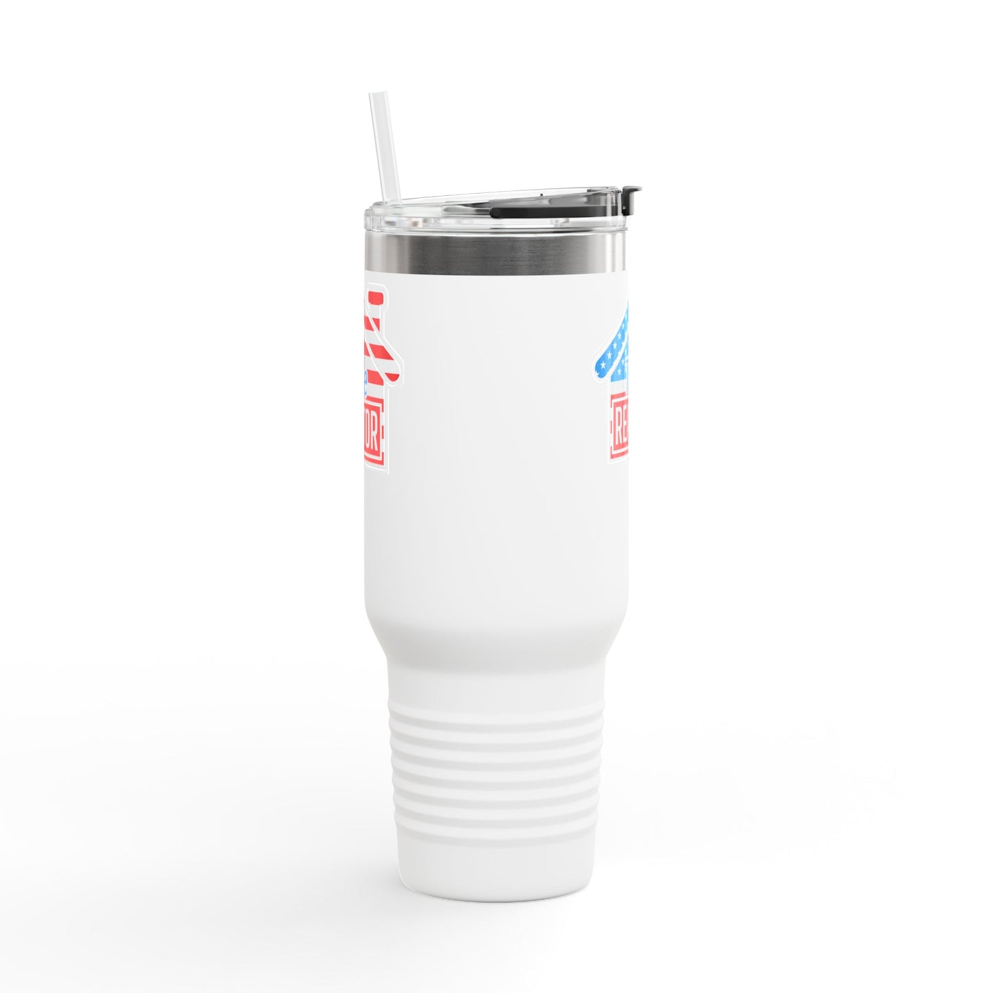 The REALTOR Tumbler – 40 oz Stainless Steel Mug with American Flag Roof Design