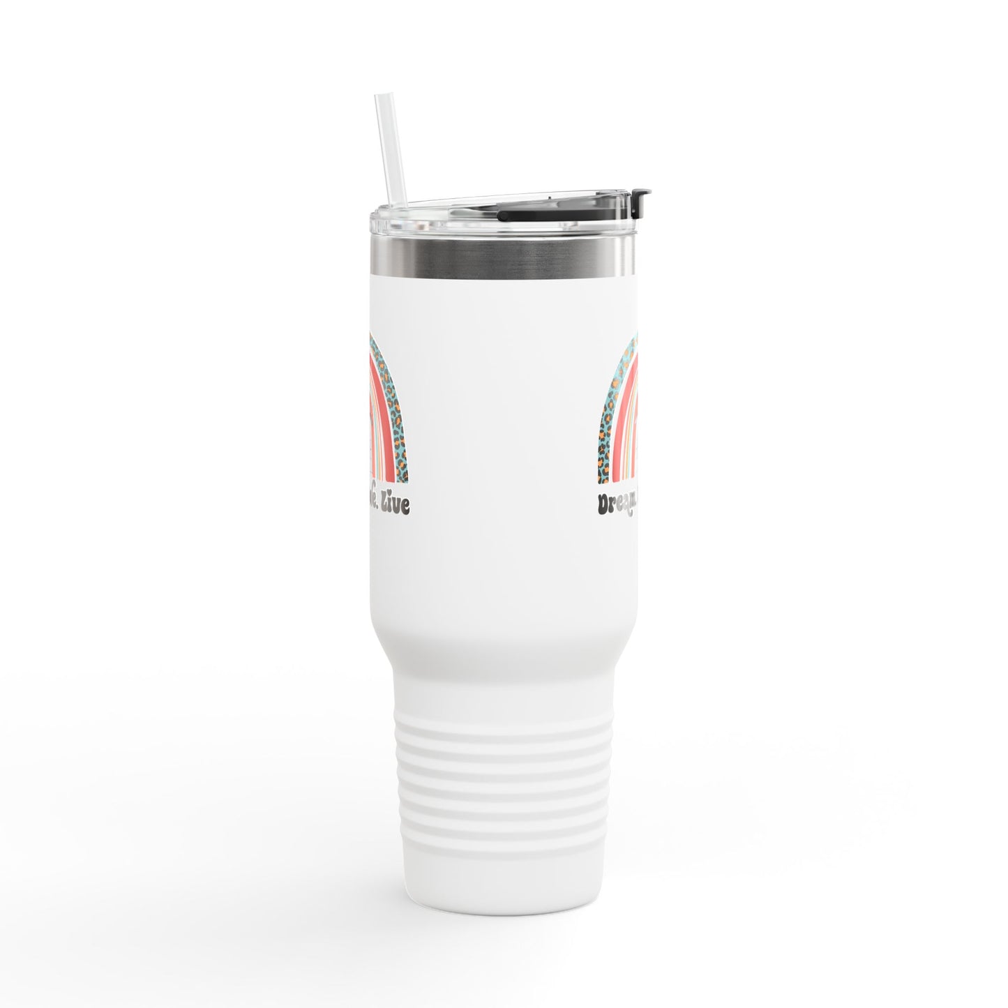 Dream. Move. Live. Tumbler – 40 oz Stainless Steel Mug with Rainbow Realtor Design
