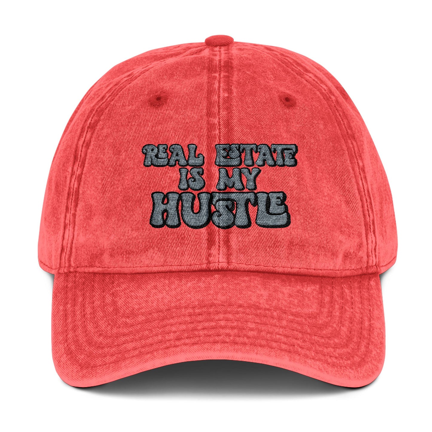 Real Estate Is My Hustle Hat – Embroidered Distressed Cap for Realtors