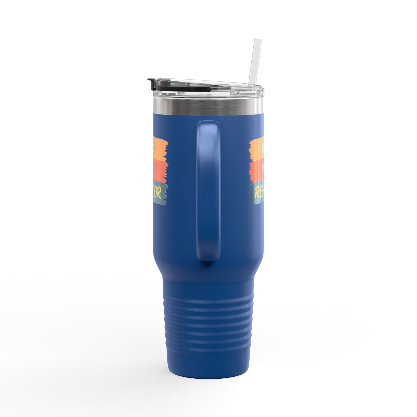 Wife. Mom. Realtor. Tumbler – 40 oz Stainless Steel Mug with Colorful Stripe Design