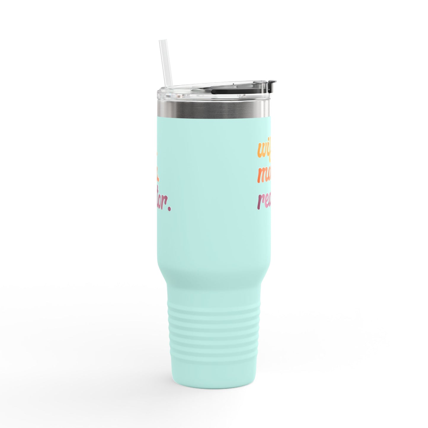 Wife. Mom. Realtor. Tumbler – 40 oz White Stainless Steel Mug with Colorful Retro Text