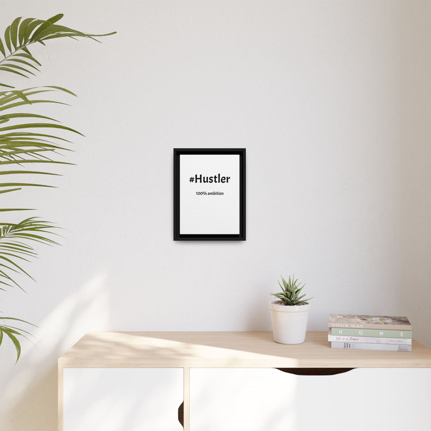#Hustler – 100% Ambition | Funny Realtor White Canvas Wall Art