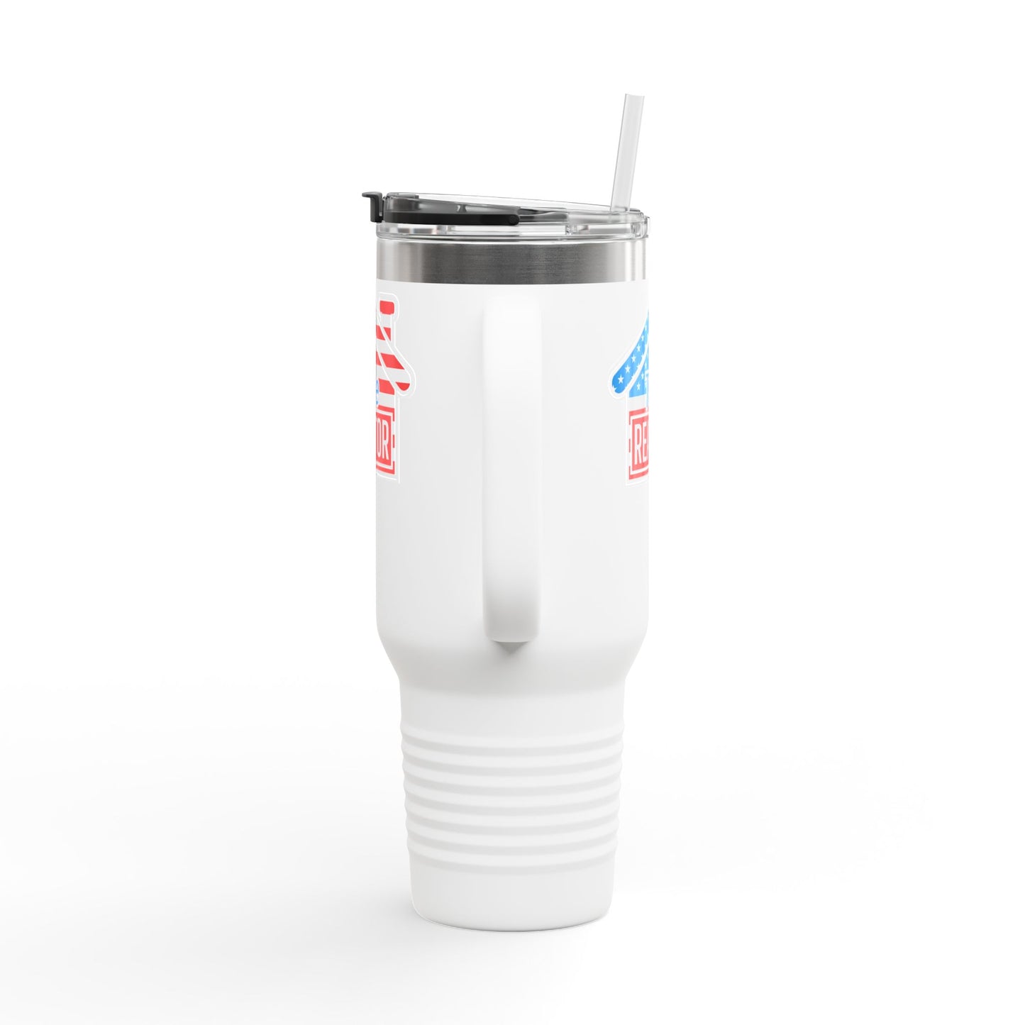 The REALTOR Tumbler – 40 oz Stainless Steel Mug with American Flag Roof Design