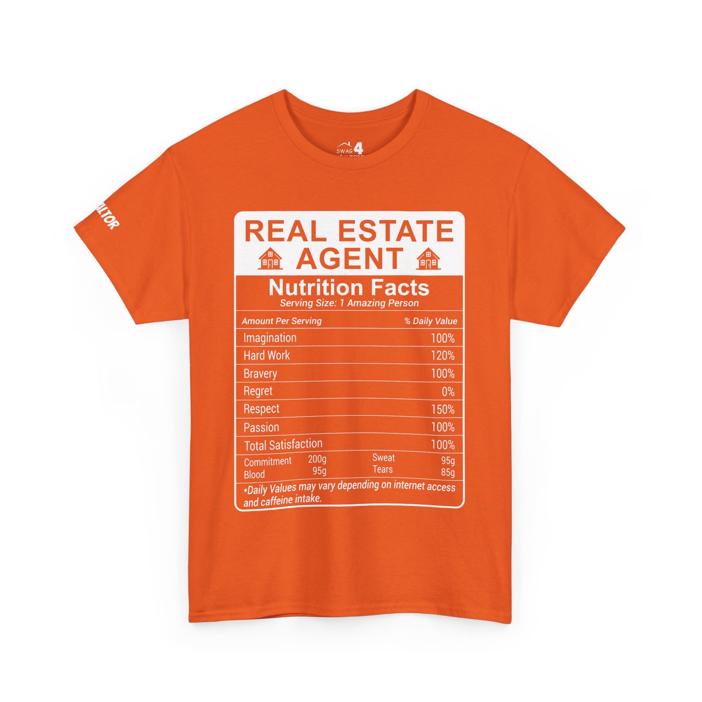 Realtor Funny Nutrition Facts - Heavy Cotton T-Shirt Perfect for Everyday Wear