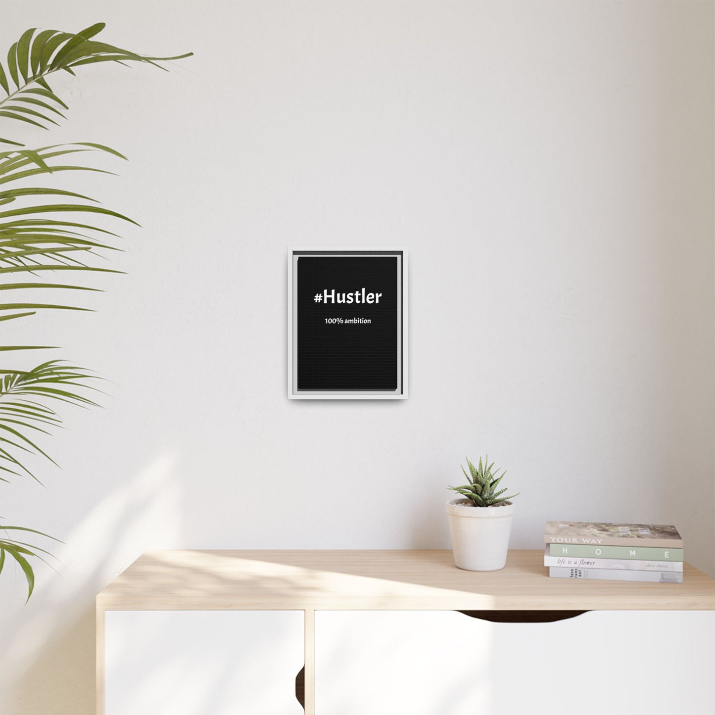 #Hustler – 100% Ambition | Funny Realtor Black Canvas Wall Art