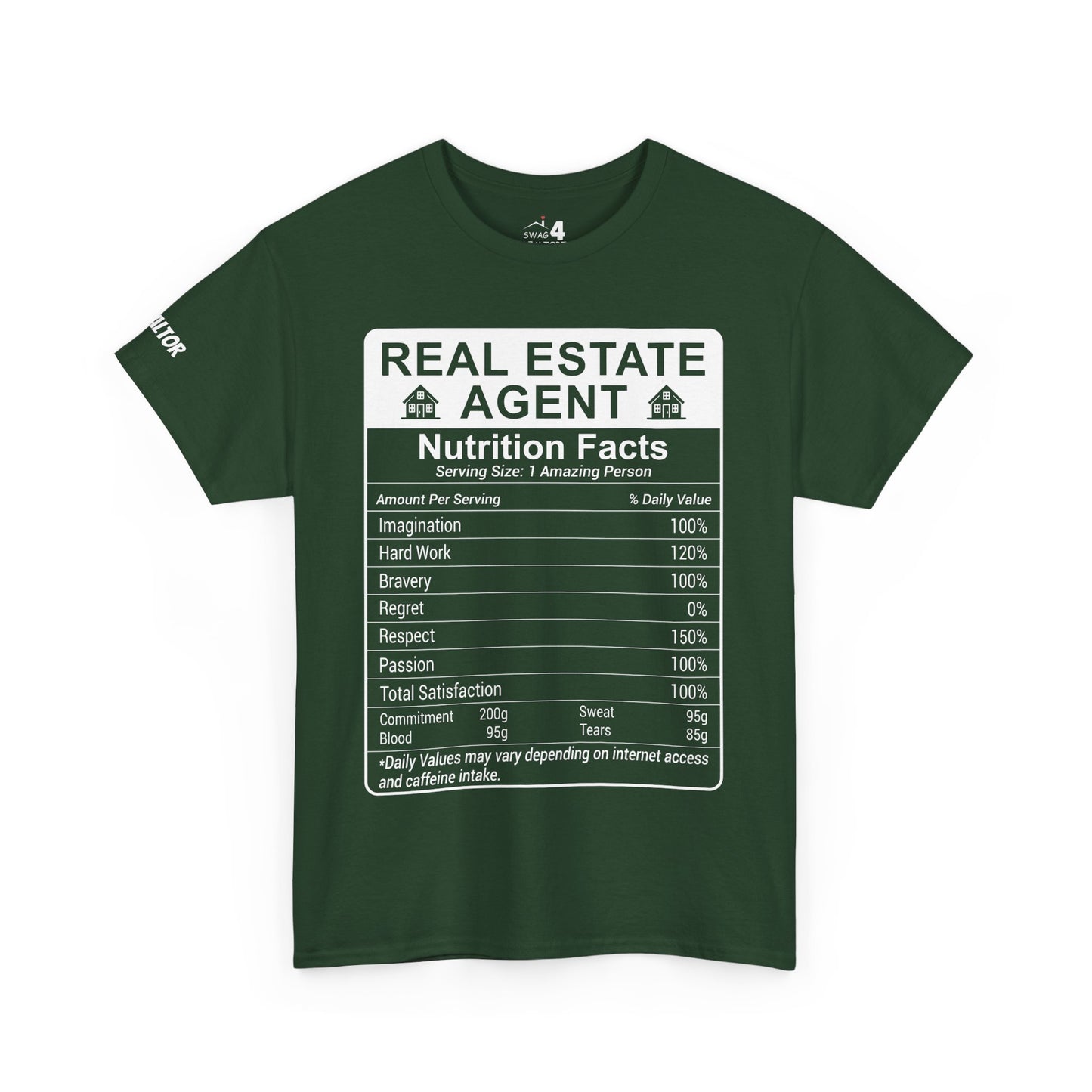 Realtor Funny Nutrition Facts - Heavy Cotton T-Shirt Perfect for Everyday Wear