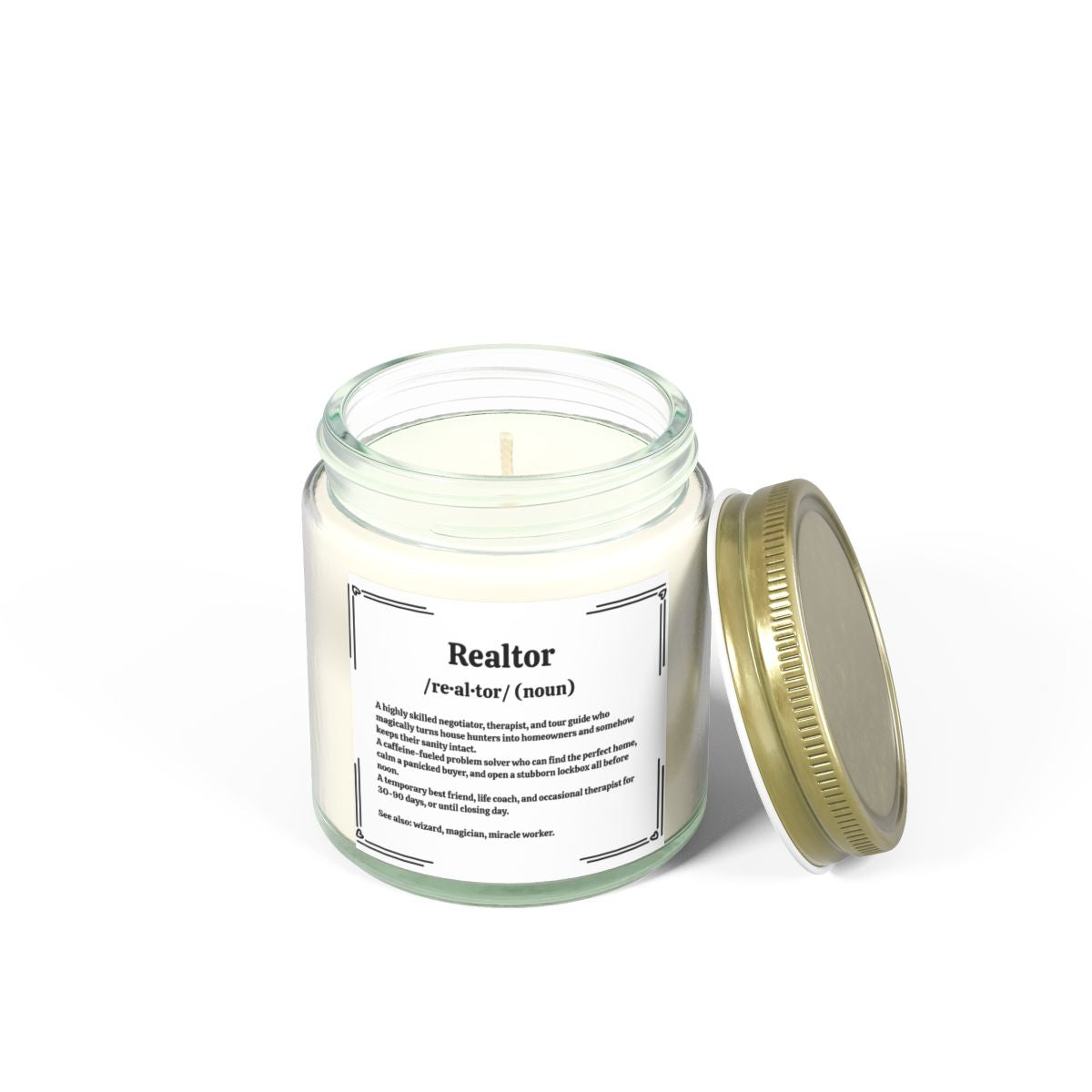 Realtor Definition Candle – Because Selling Homes Smells Like Success!