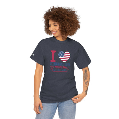 I ❤️ United States of America & Real Estate Tee – Freedom, Fireworks, and For Sale Signs 💥🏡