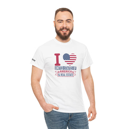 I ❤️ United States of America & Real Estate Tee – Freedom, Fireworks, and For Sale Signs 💥🏡