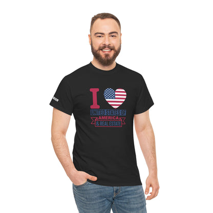 I ❤️ United States of America & Real Estate Tee – Freedom, Fireworks, and For Sale Signs 💥🏡