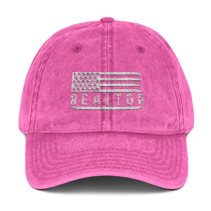 American Flag Realtor Hat – Vintage Distressed Cap for Real Estate Agents