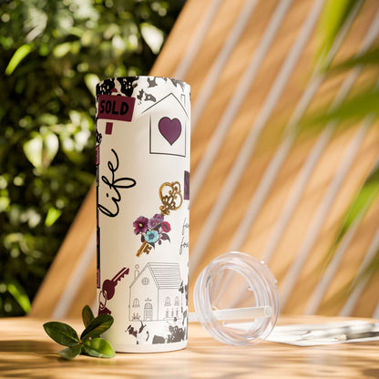 Realtor Life Collage Tumbler – 20 oz Stainless Steel Mug with SOLD Quote & Floral Graphics