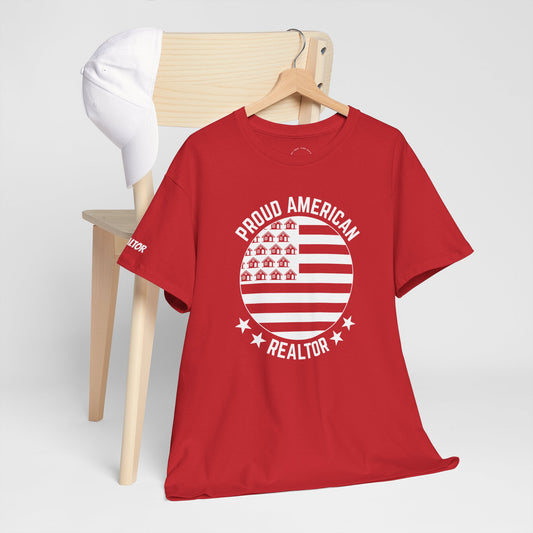 Proud American Realtor Tee – Stars, Stripes & Sold Signs
