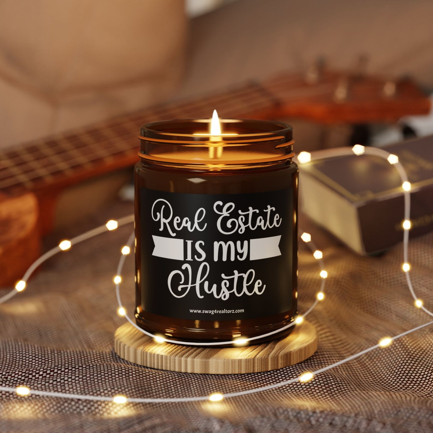 Real Estate Is My Hustle Realtor Scented Soy Candle (Multi-Size, Amber Jar)