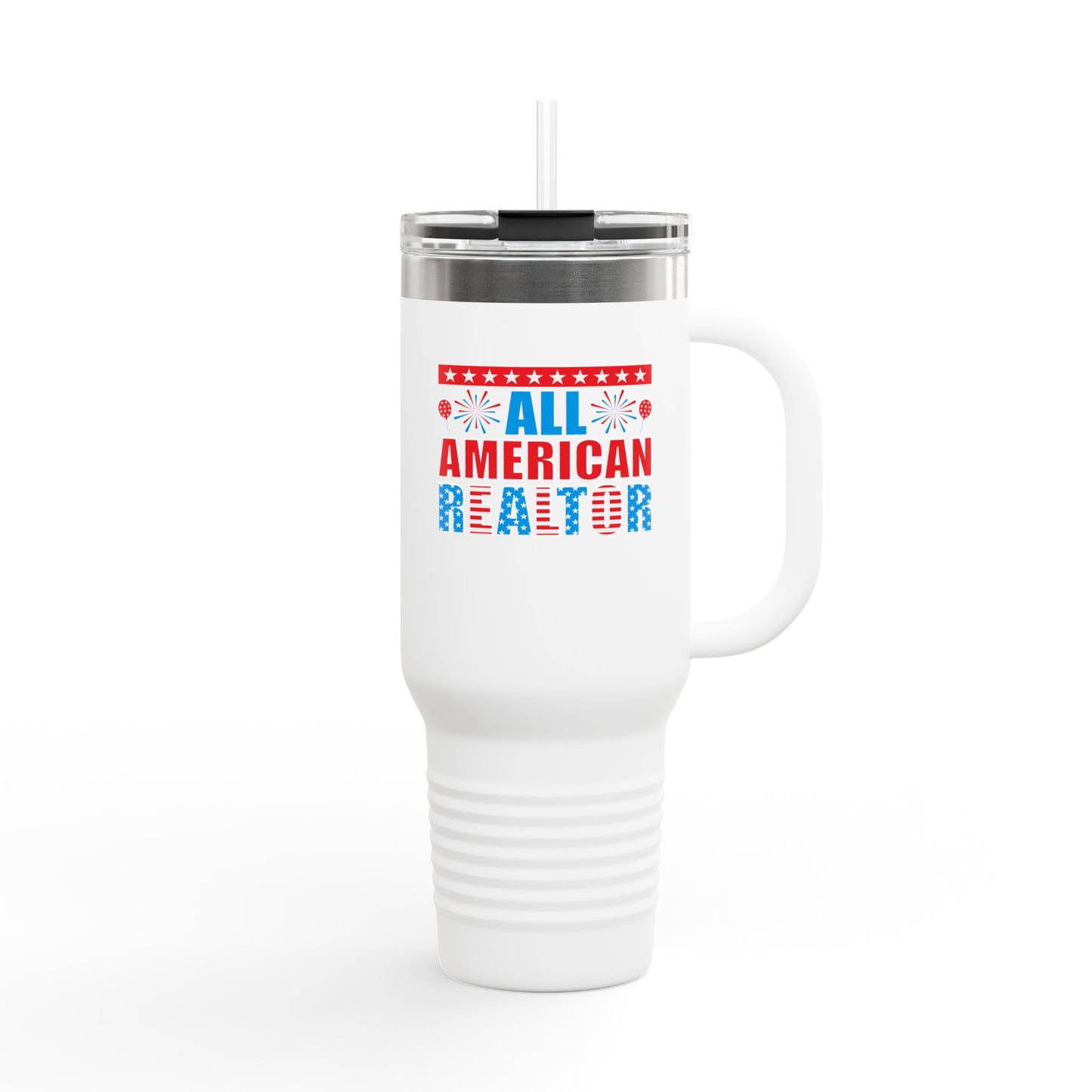 All American Realtor Tumbler – 40 oz Stainless Steel Mug with Patriotic Fireworks Design