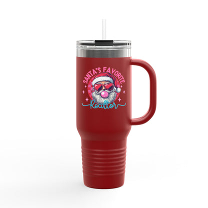 Santa’s Favorite Realtor Tumbler – 40 oz Stainless Steel Mug with Holiday Design