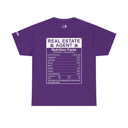 Realtor Funny Nutrition Facts - Heavy Cotton T-Shirt Perfect for Everyday Wear