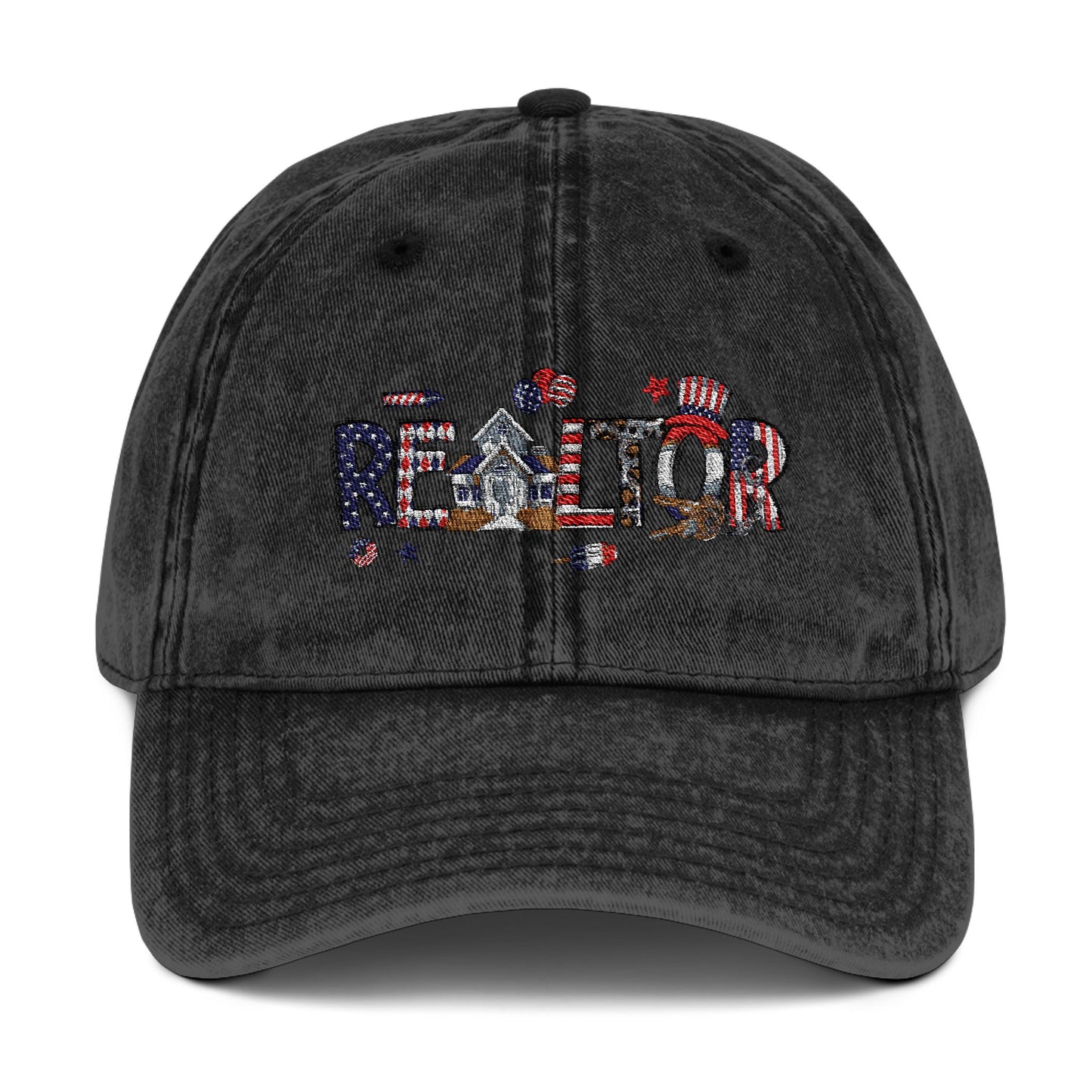 Realtor Hat – Patriotic REALTOR Lettering with American Flag Icons