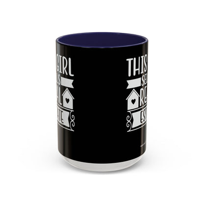 This Girl Sells Real Estate Realtor Accent Coffee Mug (11, 15oz)