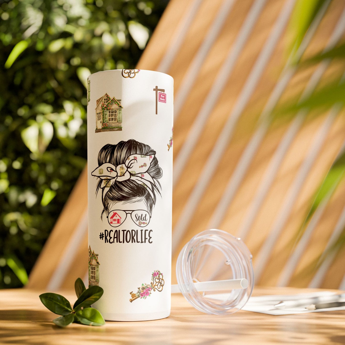 #RealtorLife Messy Hair Tumbler – 20 oz Stainless Steel Mug with Sold Sunglasses Design