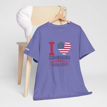 I ❤️ United States of America & Real Estate Tee – Freedom, Fireworks, and For Sale Signs 💥🏡